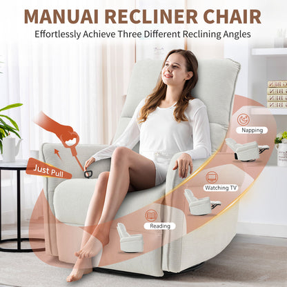 360° Swivel Rocker Recliner Chair, Swive Nursery Rocking Chair With Pull Ring, Glide Chair For Livin Room - Gray