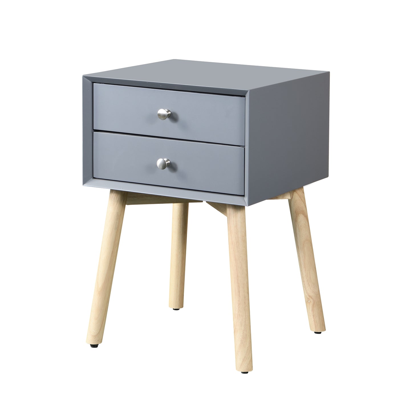 Bedside Table With 2 Drawers Mid-Century Modern Storage Cabinet For Bedroom