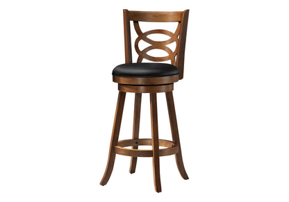 Stylish Design Swivel Bar Stool With Bar Height Leather Look (Set of 2)