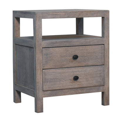 Acid - 2 Drawer Open Bedside Table - Gray Ash