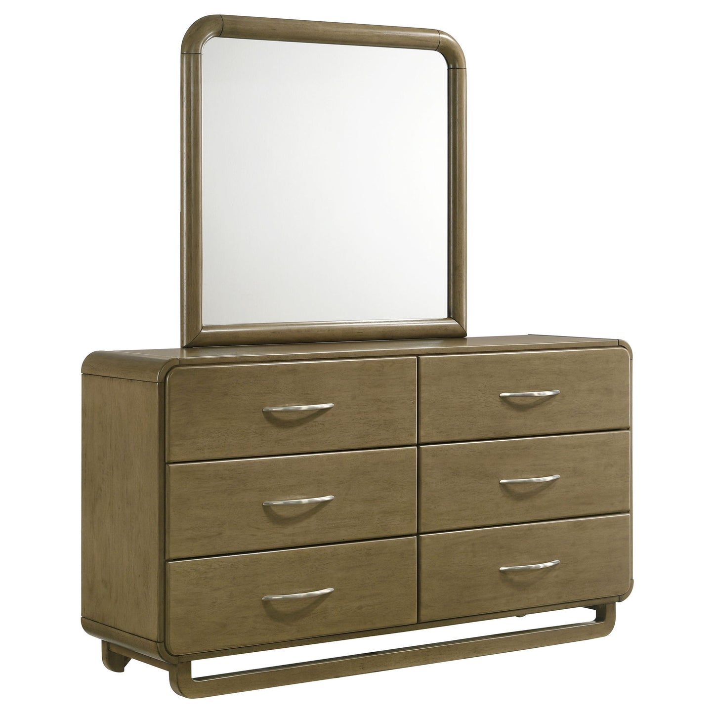Bernardo - 6 Drawer Dresser And Mirror With Rounded Corners - Nutmeg Brown