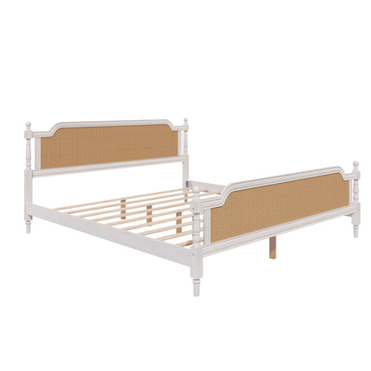 Traditional Style Rattan Bed Frame, No Box Spring Needed