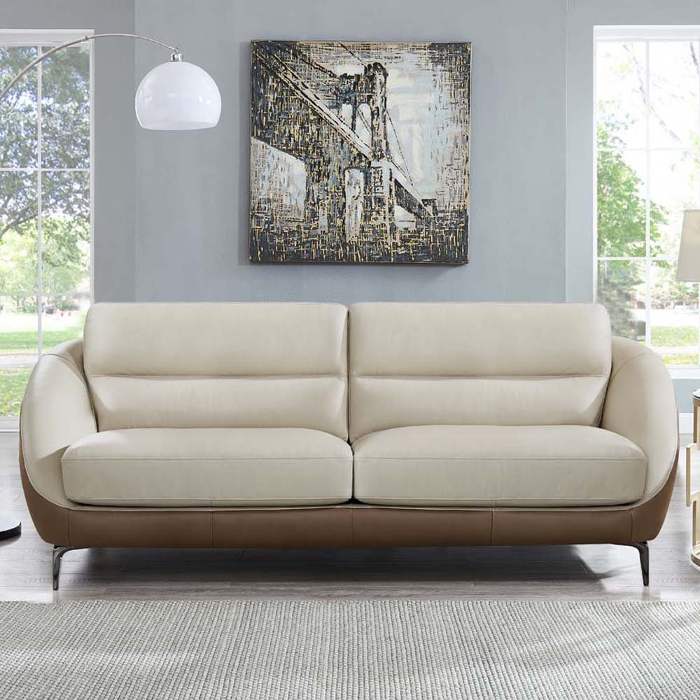 Makena - Leather Sofa - Beige