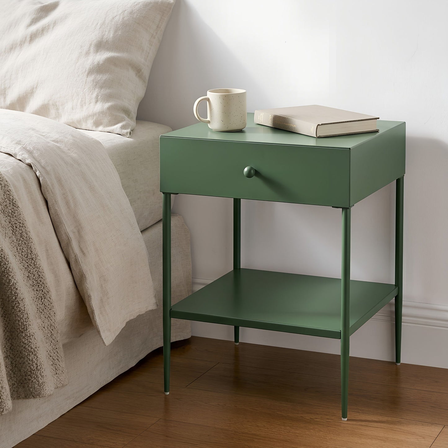 Colette - 1 Drawer Nightstand With Bottom Shelf - Green