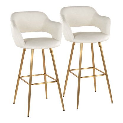 Margarite - Contemporary Fixed Height Barstool With Footrest (Set of 2) With Square