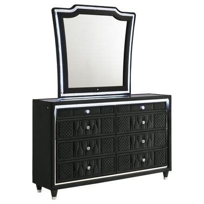 Mika - 8 Drawer LED Dresser With Mirror - Black