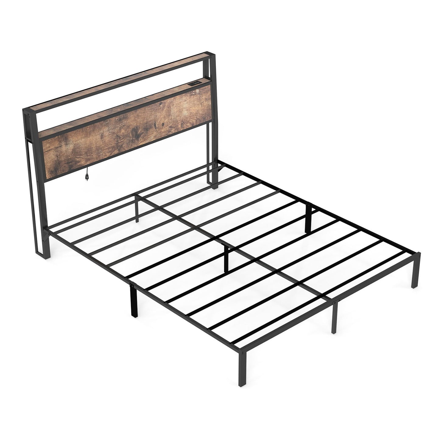 Bed Frame With Headboard, LED Lights & Charging Station