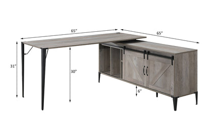 Zakawani - Writing Desk With Cabinet - Gray