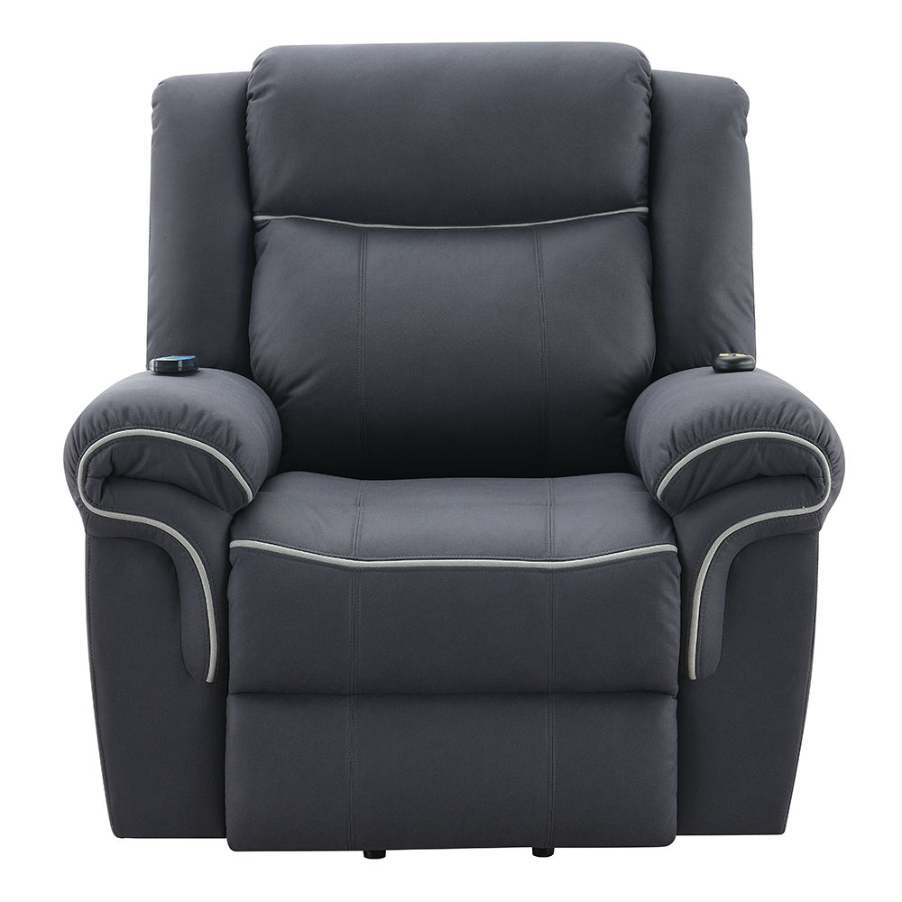 Domana - Power Recliner With Lift & Heating & Massage - Dark Blue Fabric