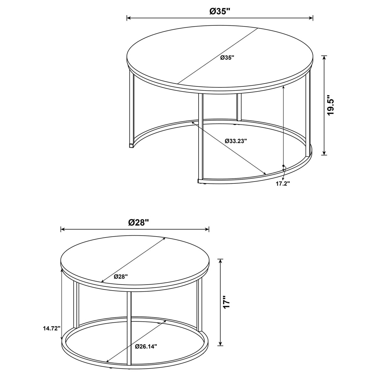 Arrize - 2 Piece Round Nesting Coffee Table Set - Pine Wood