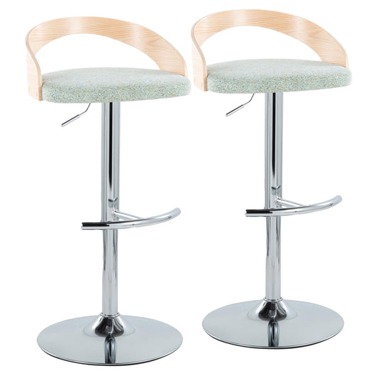 Grotto - Contemporary Adjustable Barstool, Swivel With Rounded T Footrest (Set of 2)