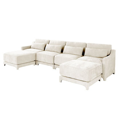 Stylish Sofa With Ottoman And Lumbar Pillows, Ergonomic Design