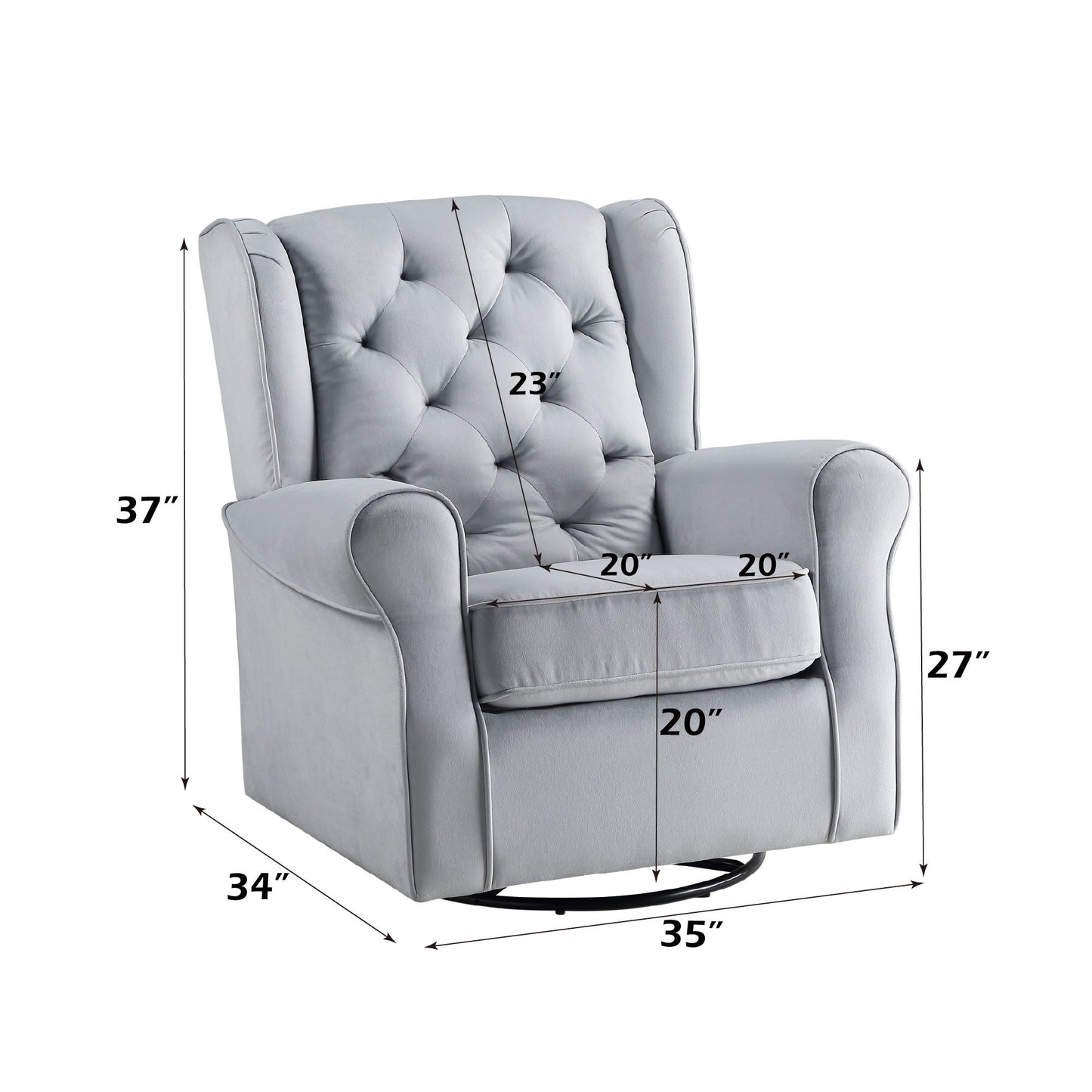 Glider Chair With Swivel - Gray