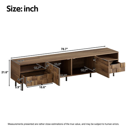 TV Stand With 2 Drawers, Media Console Table For TVs Up To 85'' - Natural