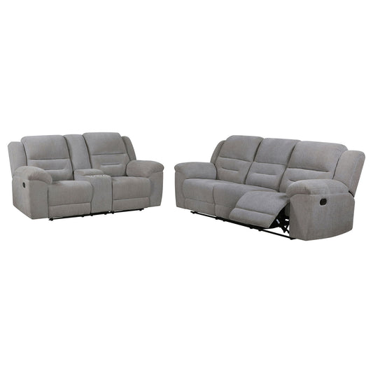 Sebring - 2 Piece Upholstered Reclining Sofa Set With Manual Recline - Gray