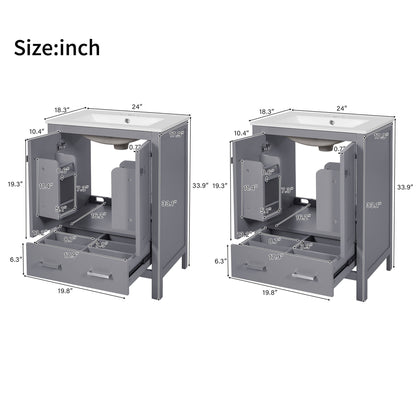 Bathroom Vanity With Integrated Undermount Ceramic Sink, 2 Doors And 1 Drawer, Soft Close Hinges