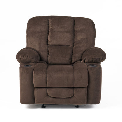 Luxurious Manual Recliner Chair With Skin-Friendly Fabric And Dual Cup Holders