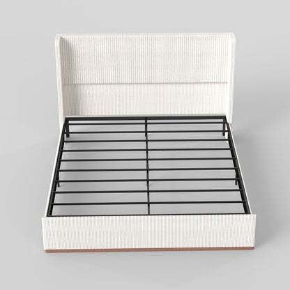 Platform Bed Frame With Wingback Headboard