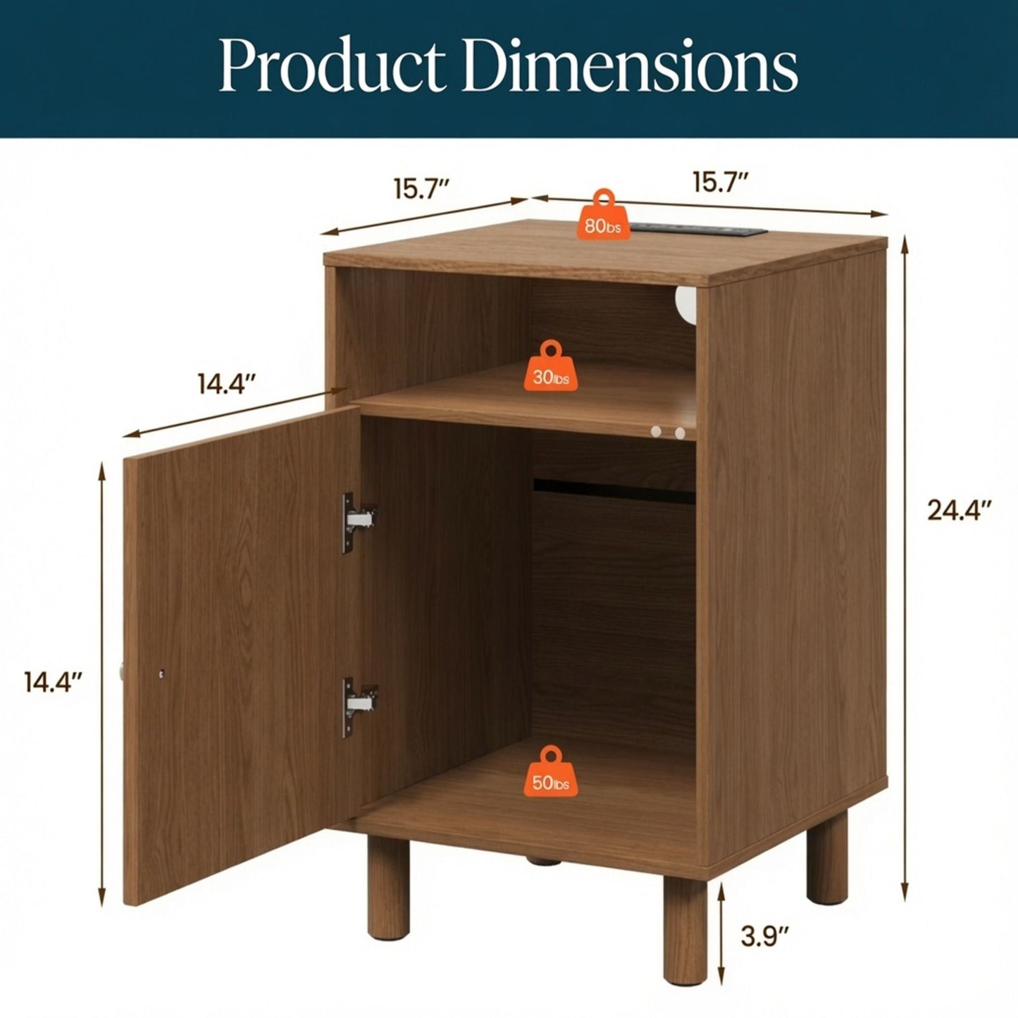 Nightstand With Charging Station & Storage