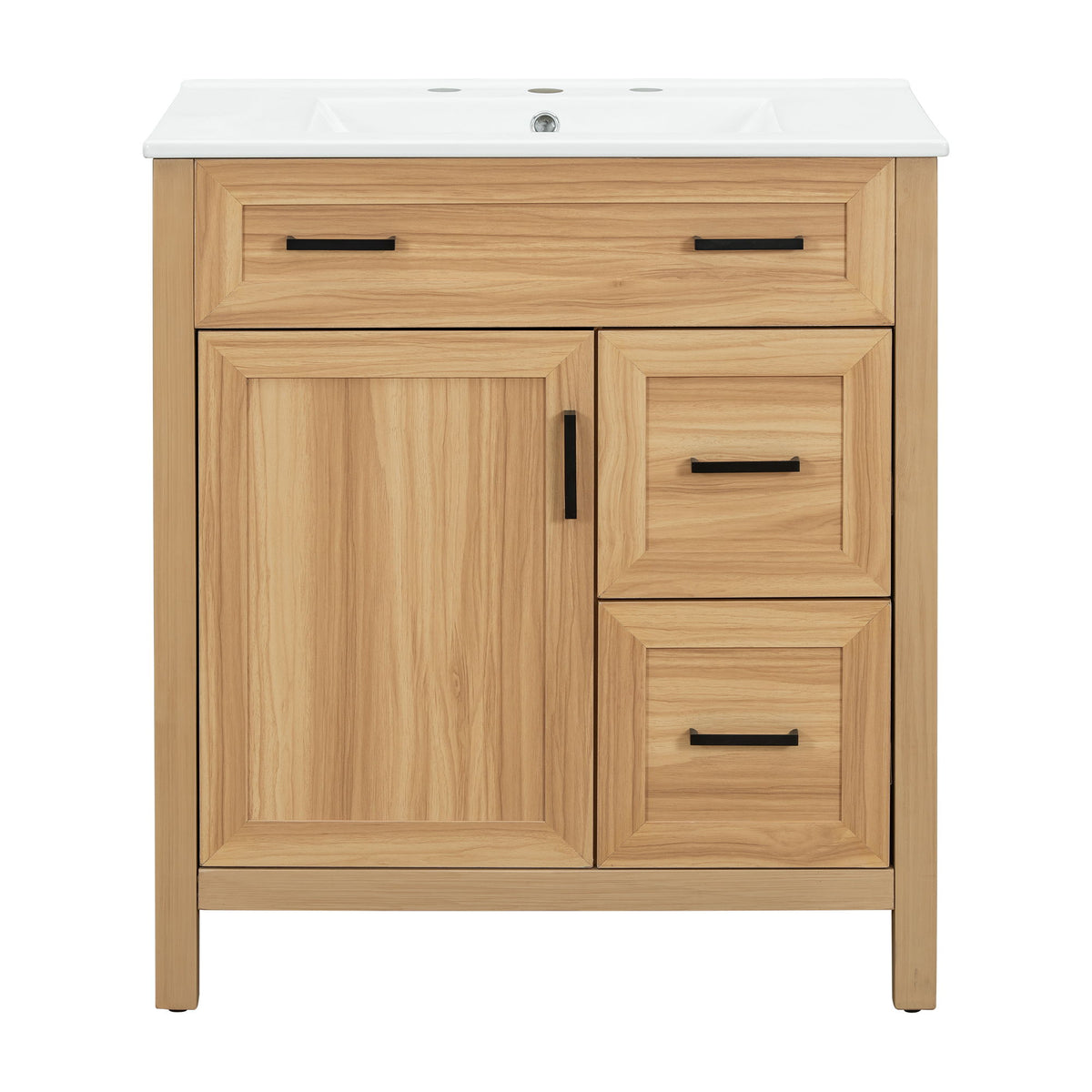 Bathroom Vanity With Sink, 2 Soft Close Drawers, 1 Soft Close Door, Adjustable Shelf