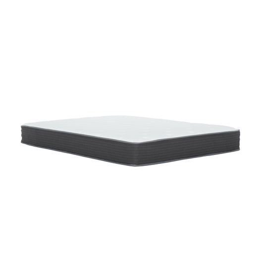 8" Pocket Spring Hybrid Bed In A Box Mattress, Soft Gel Memory Foam - Gray / White - Full