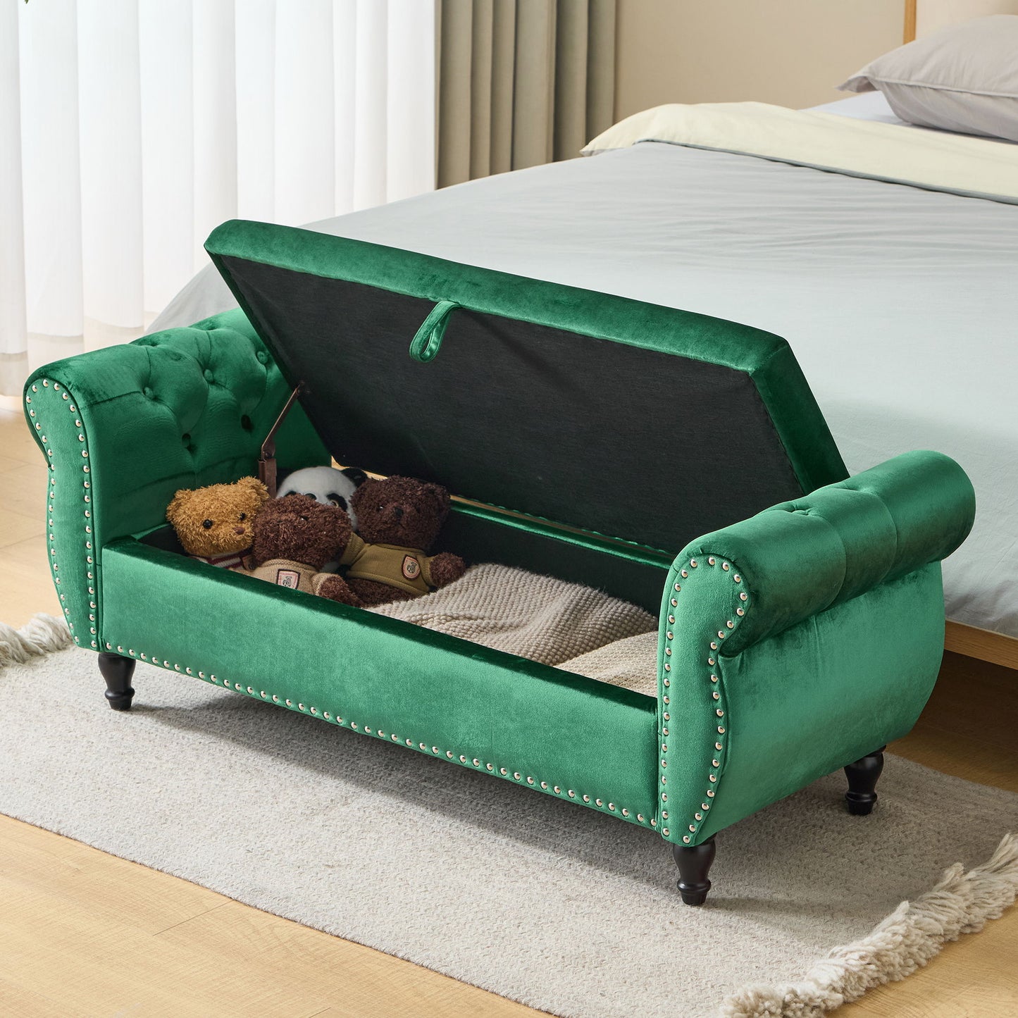 Luxurious Multifunctional Storage Ottoman Bench With Pillow