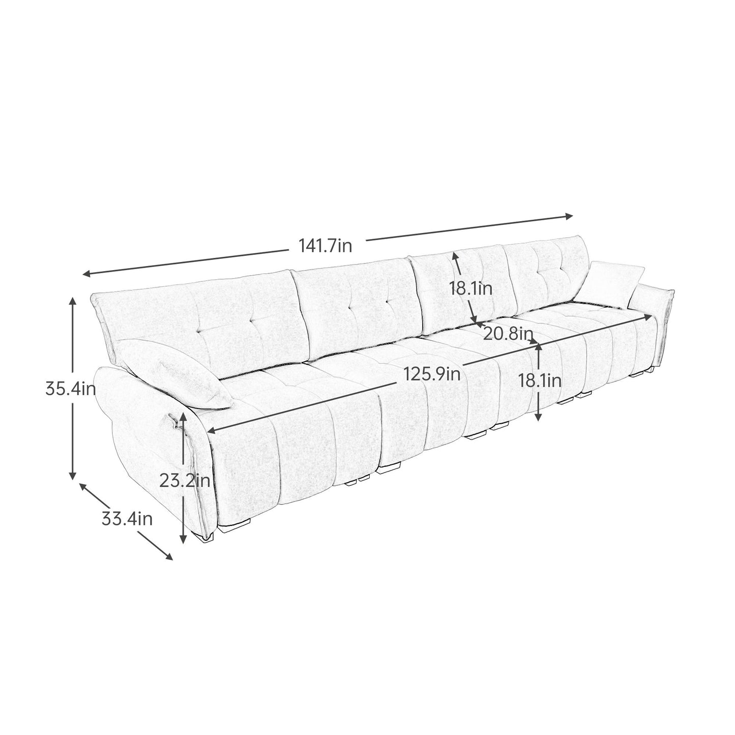 Modern Sofa & Pillows, Textured Cover, High Rebound Cushions