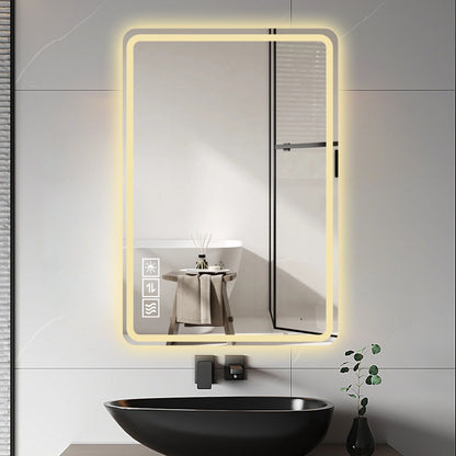 LED Bathroom Mirror Vanity Mirrors With Front Lights Wall Mounted Anti-Fog Frameless Make Up Mirror With Light Copper-Free Mirror Horizontal Or Vertical