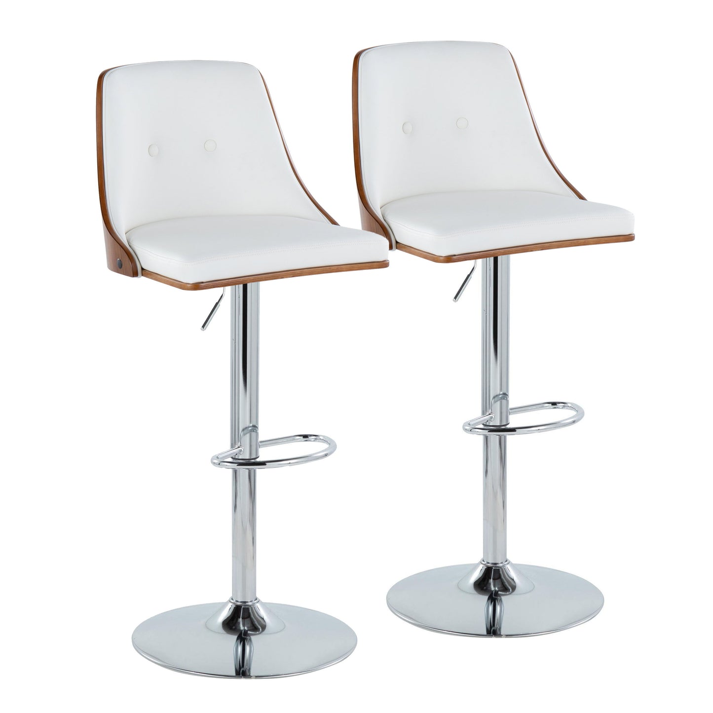 Gianna - Mid Century Modern Adjustable Barstool With Swivel With Oval Footrest (Set of 2)