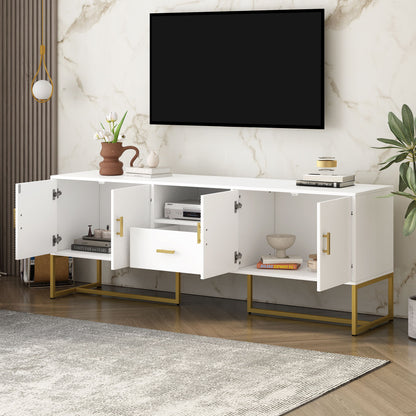 TV Cabinet With 1 Drawer, 2 Cabinets, Handles And Anti-Tip Device
