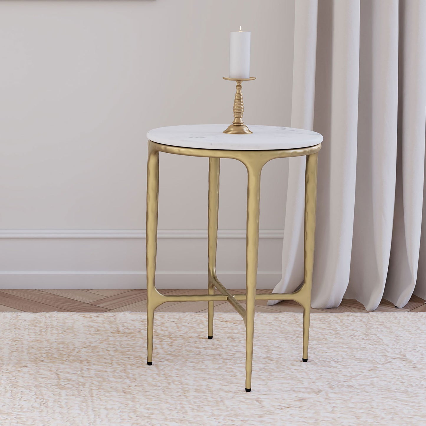 Prussia - Round Side Table - White Marble