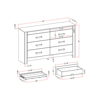 Lorenzo - Dresser With Hidden Jewelry Compartment And Bar Handles In - Silver