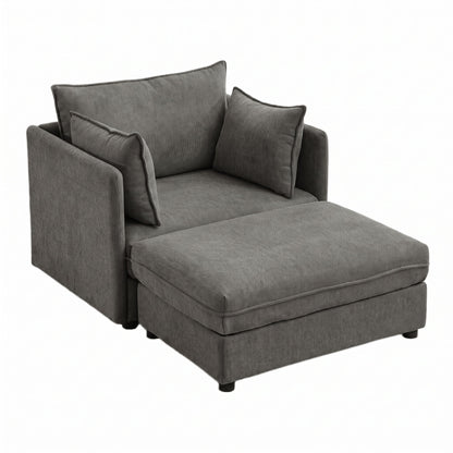 Oversized Deep Seat Accent Chair With Matching Storage Ottoman & Throw Pillows