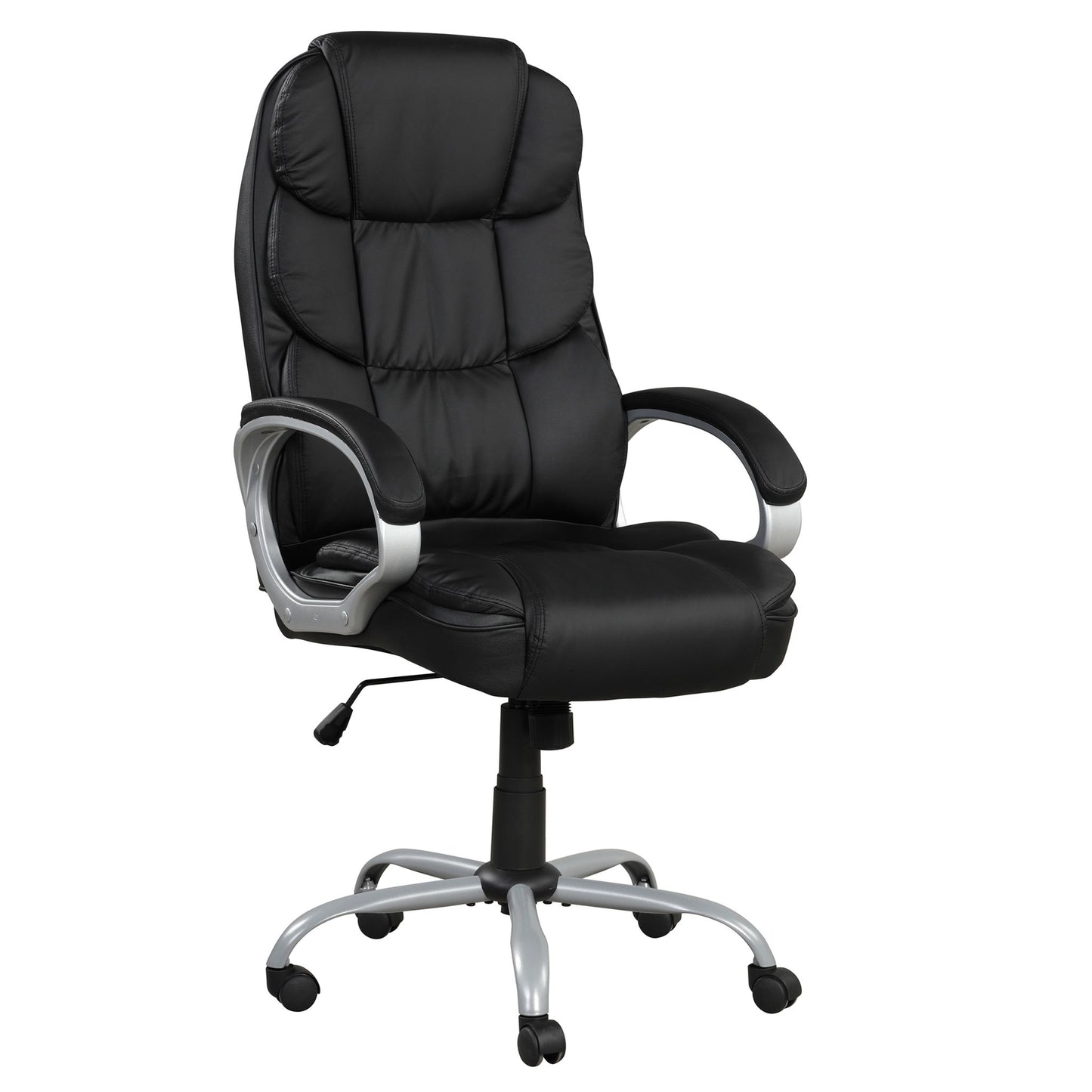 Upholstered Office Chair, Adjustable Height Swivel Chair - Black