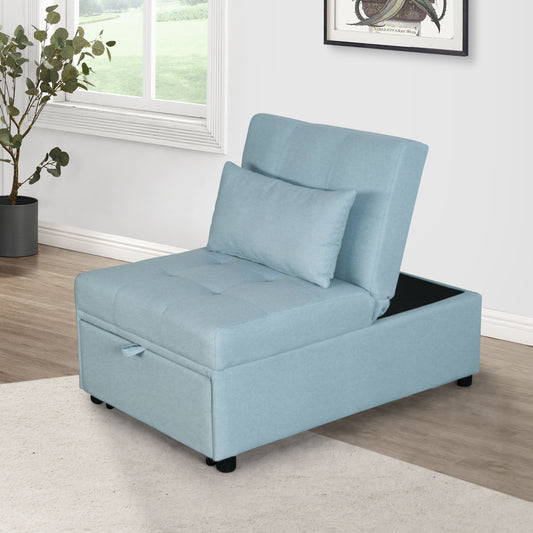 Folding Ottoman Sofa Bed - Green Fabric