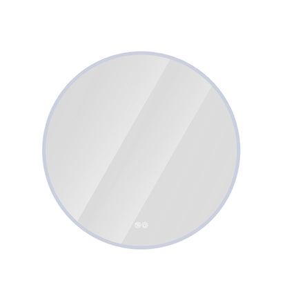 Round LED Bathroom Mirror With Adjustable Lights, Anti Fog & Dimmable For Home Decor - Silver