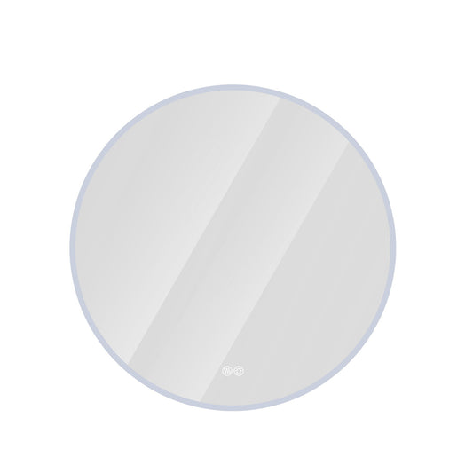 Round LED Bathroom Mirror With Adjustable Lights, Anti Fog & Dimmable For Home Decor - Silver