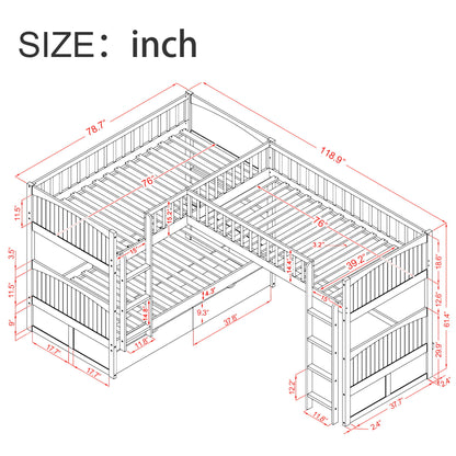 Bunk Bed With Loft And 2 Drawers