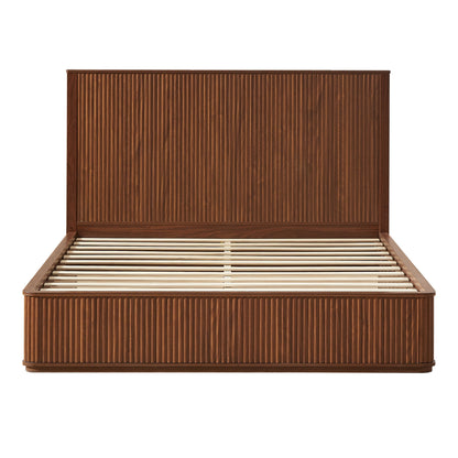 Wave Pattern Headboard Platform Bed Frame