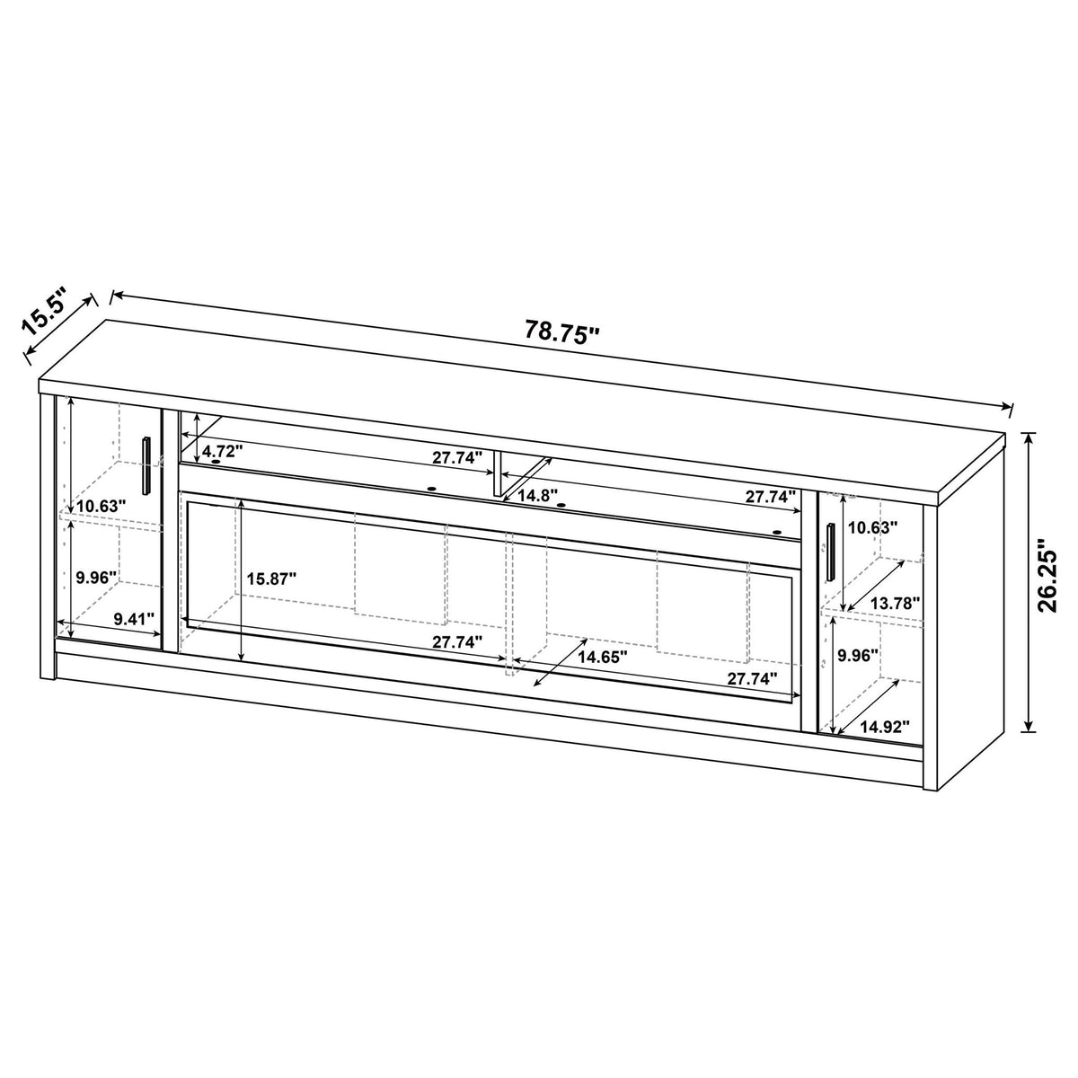Nevada - Fireplace TV Stand With Flame Visualizer - Brown