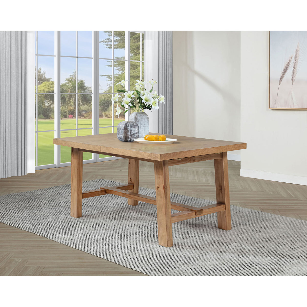 Extension Leaf Dining Table With Removable Leaf - Natural