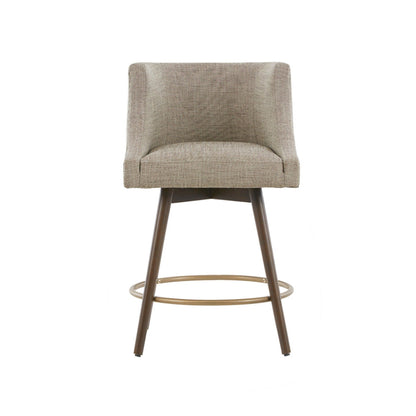 Swivel Counter Stool With Antique Bronze Detailing - Beige Multi