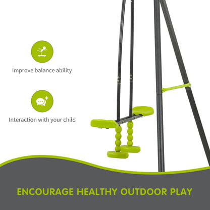 Xns008 Interesting Triple Children Metal Safe Swing Set 440Lbs For Outdoor Playground Three Seat Swing For Age 3+ - Green / Black