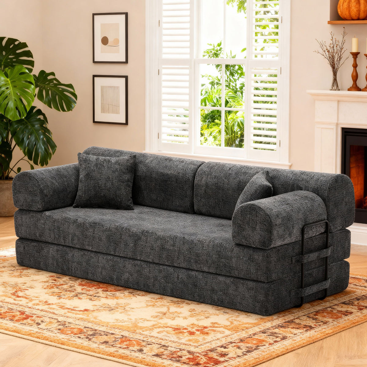 Convertible Sleeper Sofa Bed, Folding Mattress Couch & Fixed Shape Frame For Living Room
