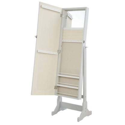 Rosalba - Jewelry Cheval Mirror With Tilting Full Length Mirror And Hidden Storage - Light Gray