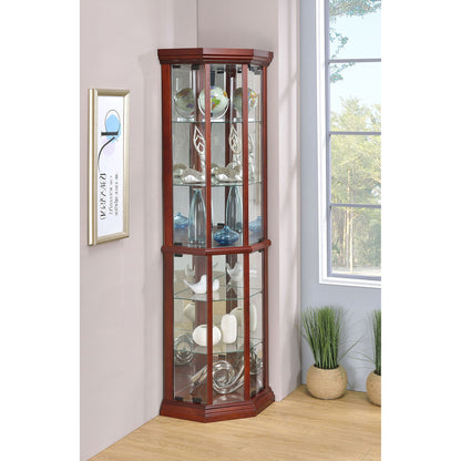 Jacob - 6 Shelf Curio Display Cabinet - Red / Brown