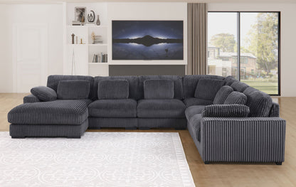 Nadine - Corduroy Modular Corner Sectional Sofa With Left Facing Chaise