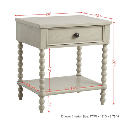 Traditional Durable Nightstand Table With Drawer And Shelf