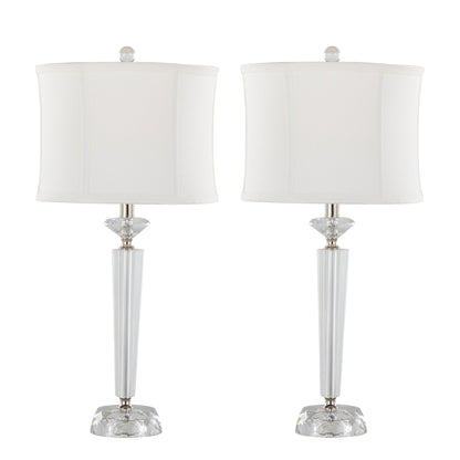 Diamond - Torch Contemporary Crystal Table Lamp (Set of 2) - Clear / Off White / Polished Nickel