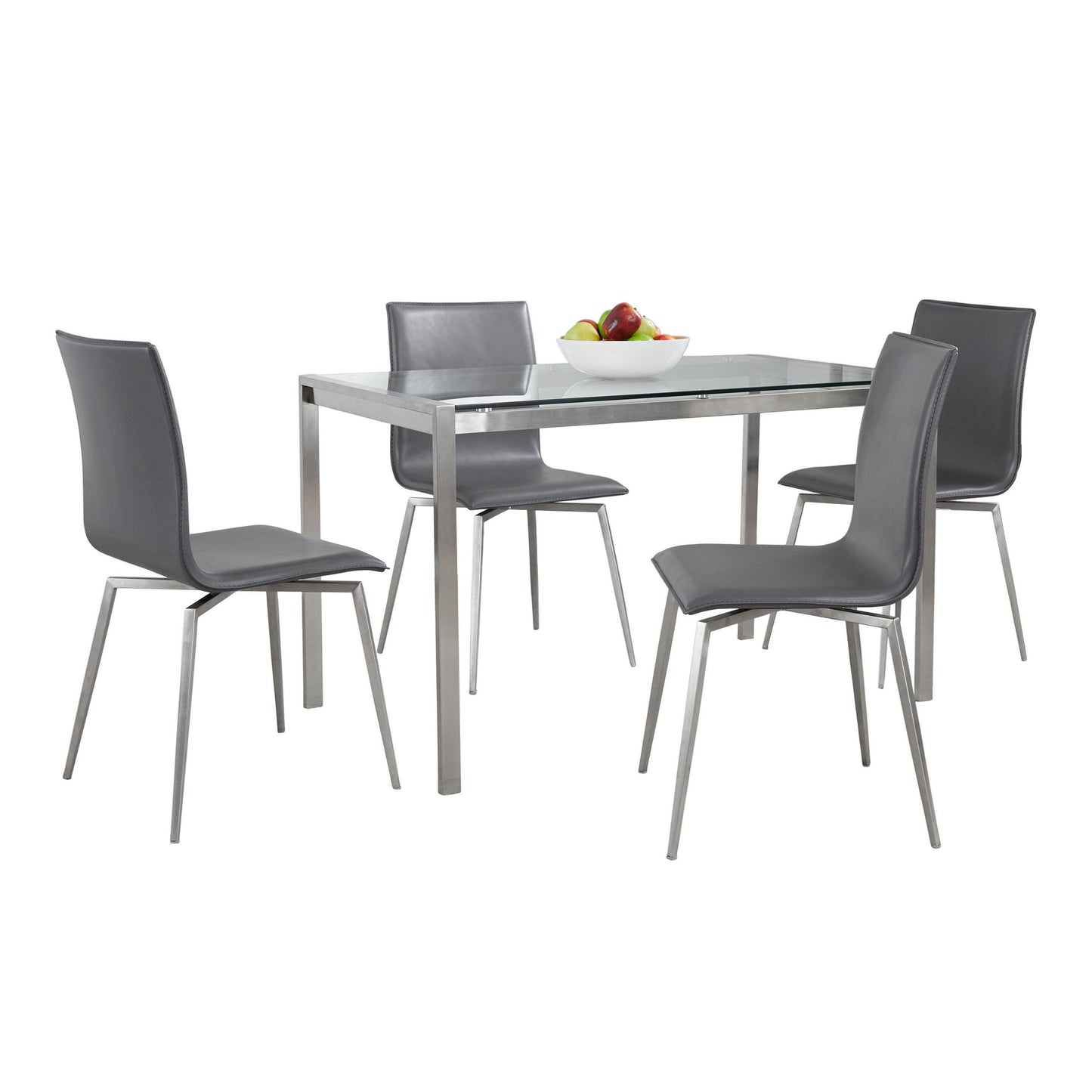 Fuji Mason - Upholstered Swivel Contemporary Dining Set Dining Set, Glass, 5 Piece